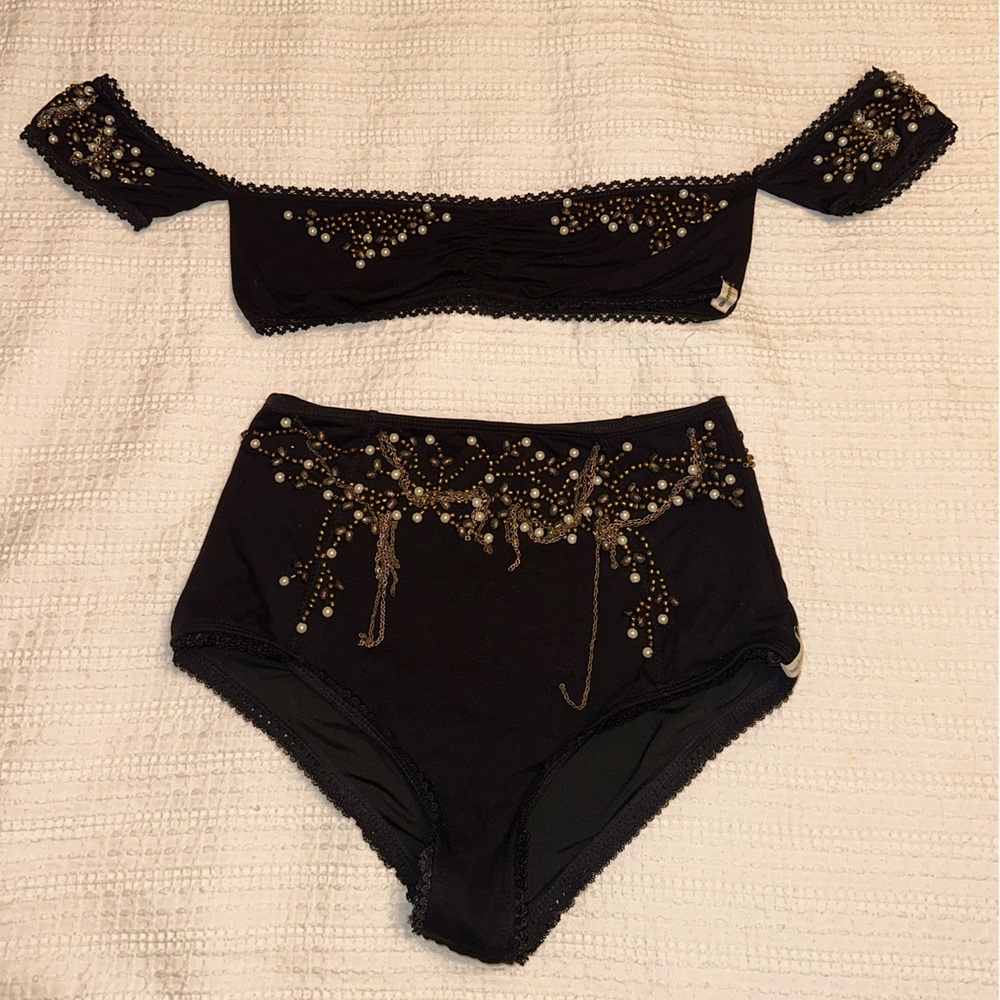 Rare OneTeaspoon x Free People 2 Piece Set - Beaded with metal chains